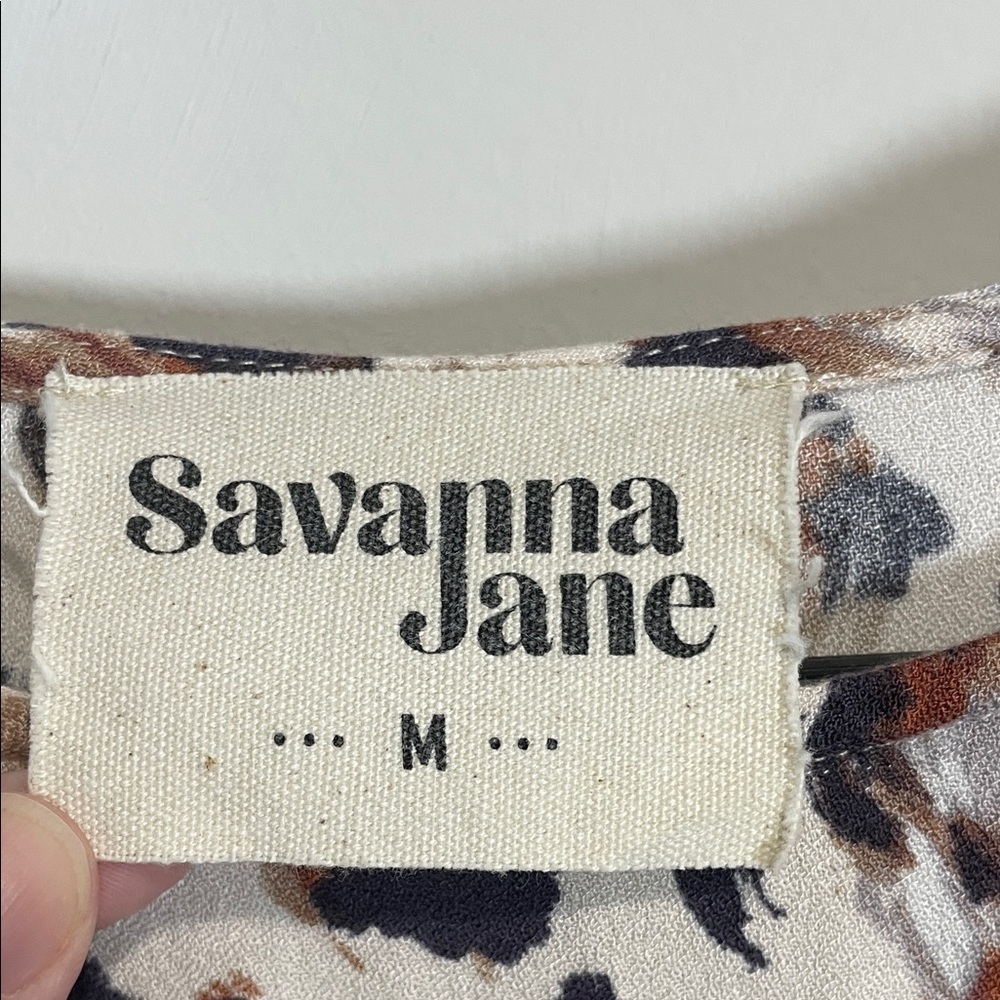 Savanna Jane Leopard Embroidered Boho Rayon Blouse M - Picture 3 of 10